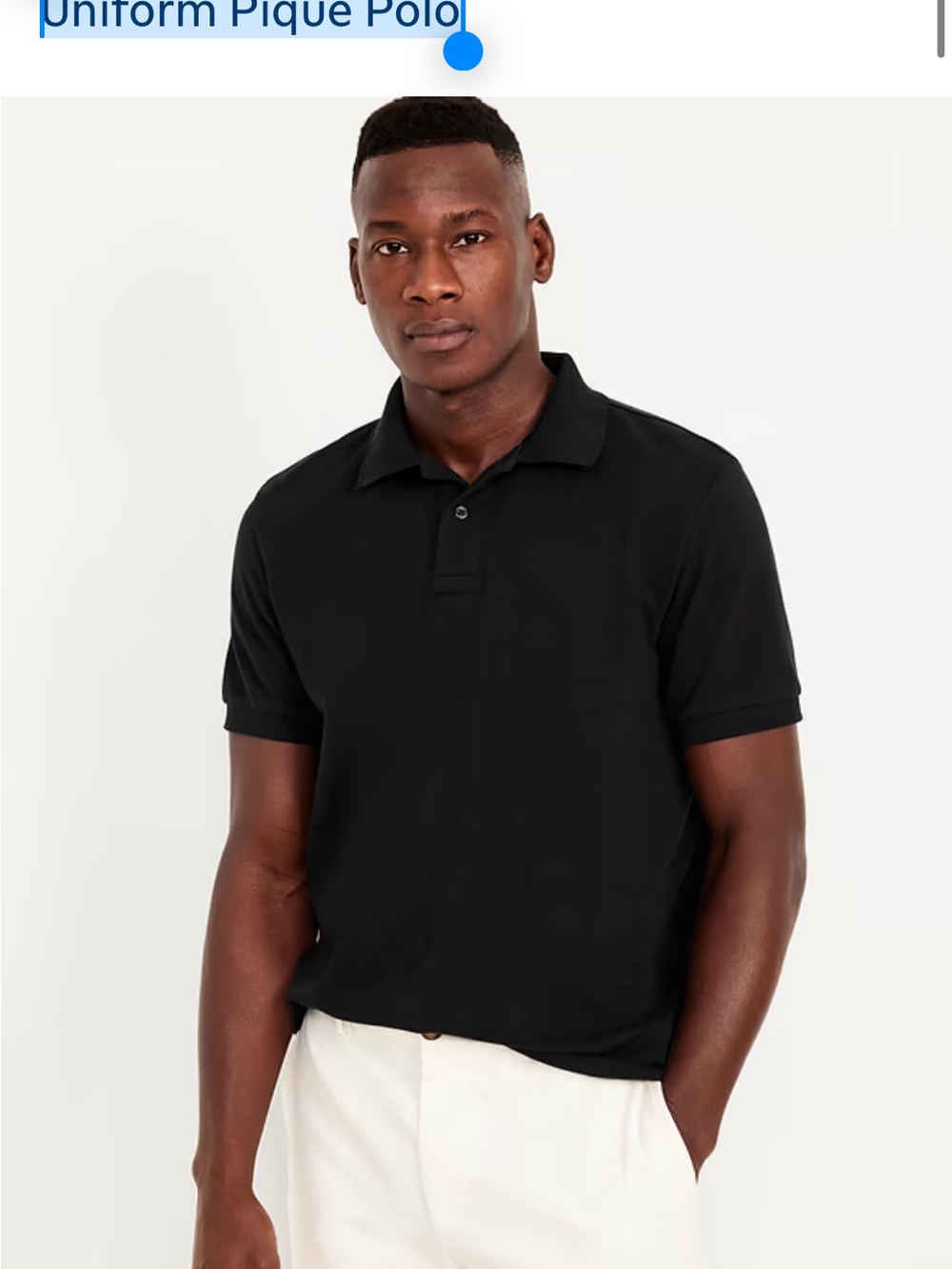 Old Navy Men's Uniform Black Pique Polo Shirt - Classic Short Sleeve L